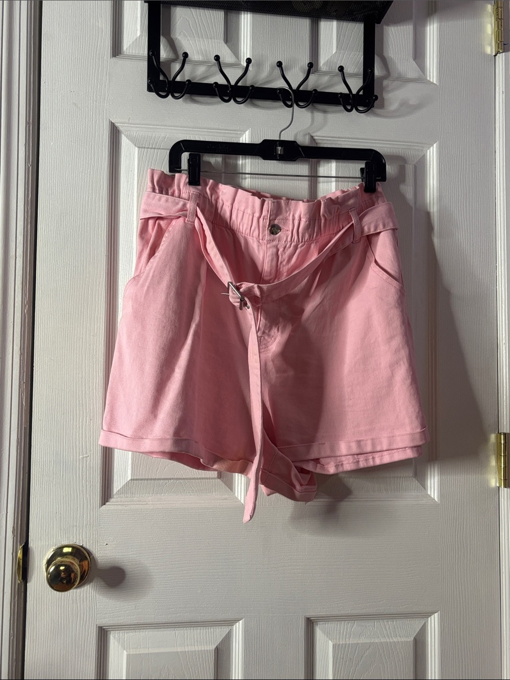 Xhilaration Pink High-Rise Belted Paperbag Shorts